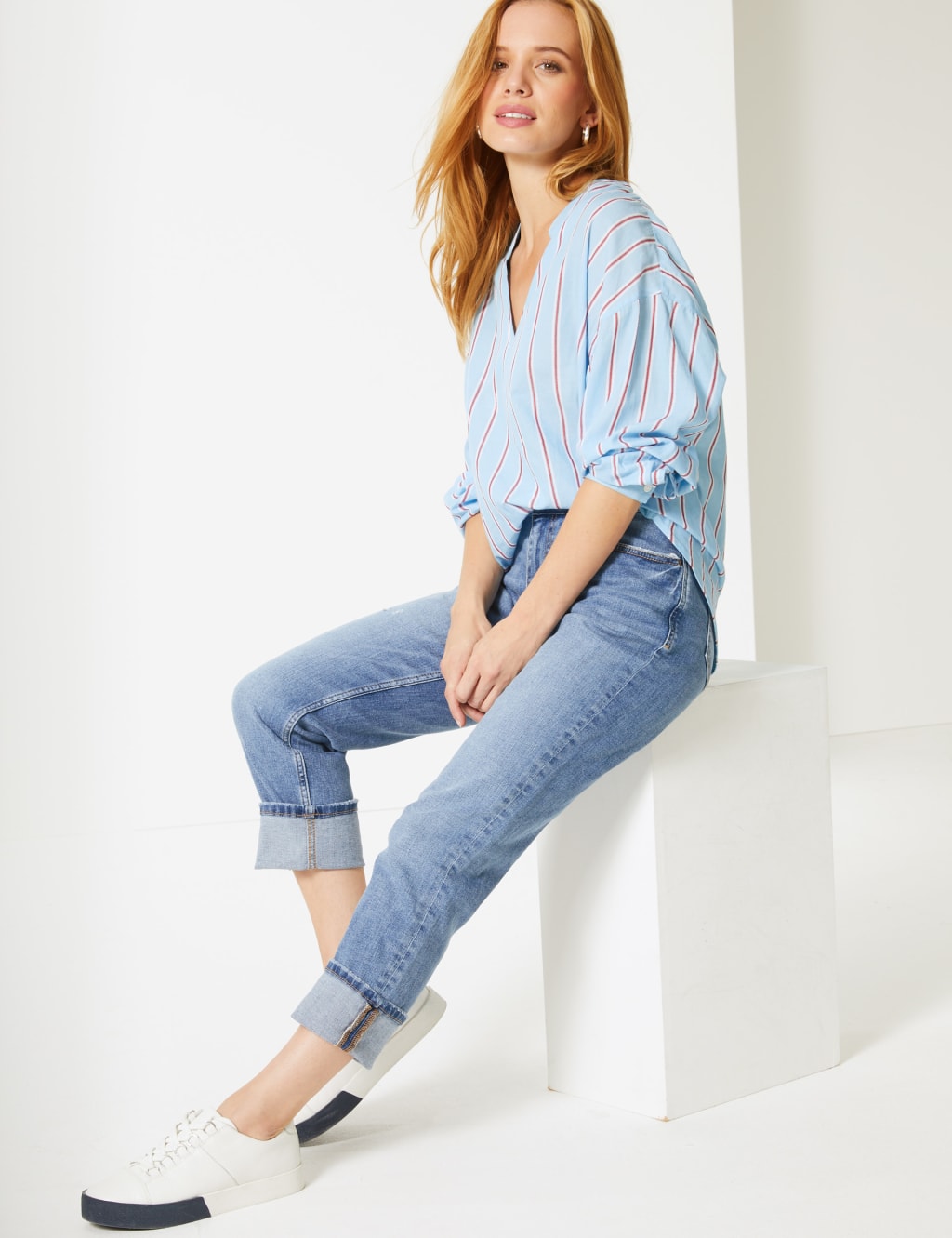 PETITE Mid Rise Relaxed Slim Jeans M S Collection M S