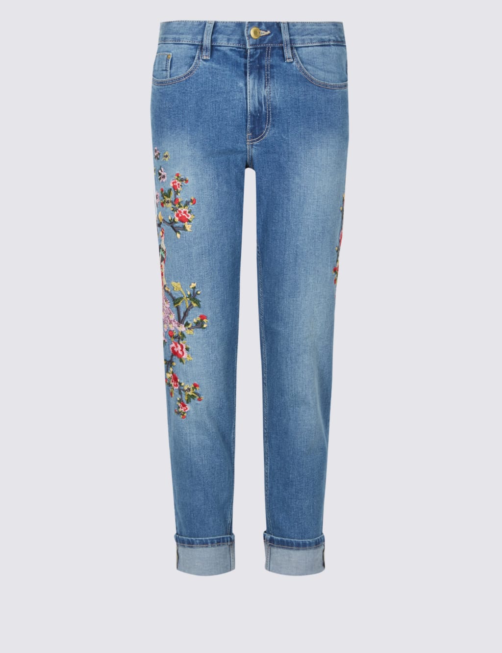 PETITE Embroidered Mid Rise Jeans M S Collection M S