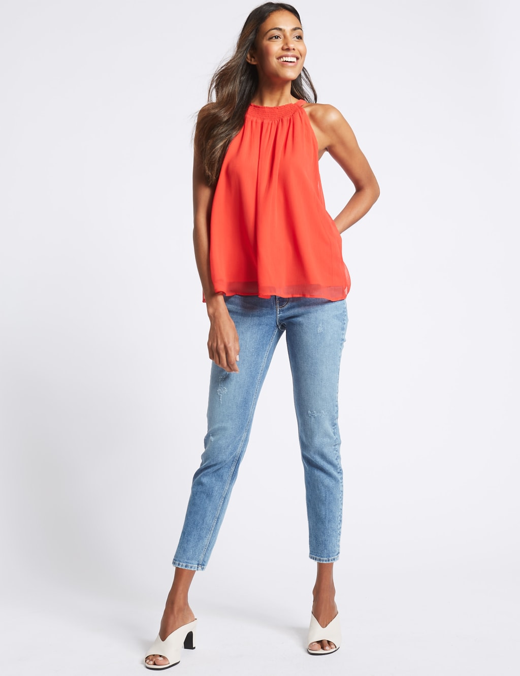 Relaxed Slim Leg Mid Rise Cropped Jeans M S Collection M S