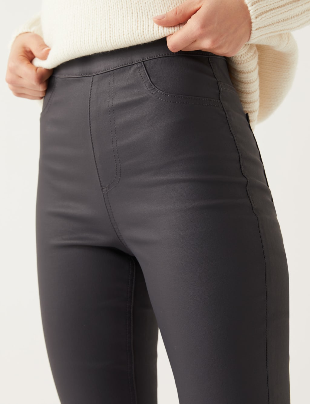 Coated High Waisted Jeggings M S Collection M S