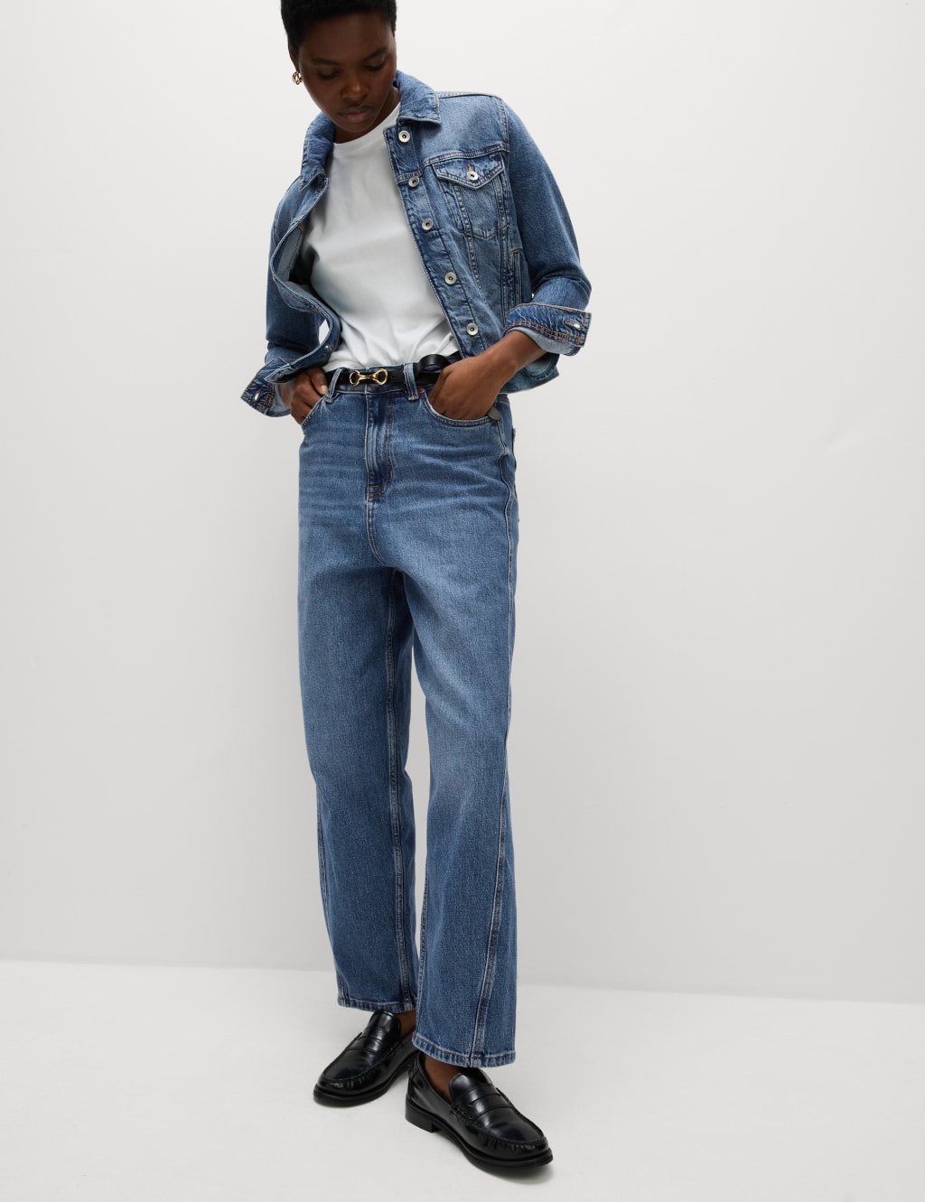 High Waisted Carrot Leg Ankle Grazer Jeans 6 of 6