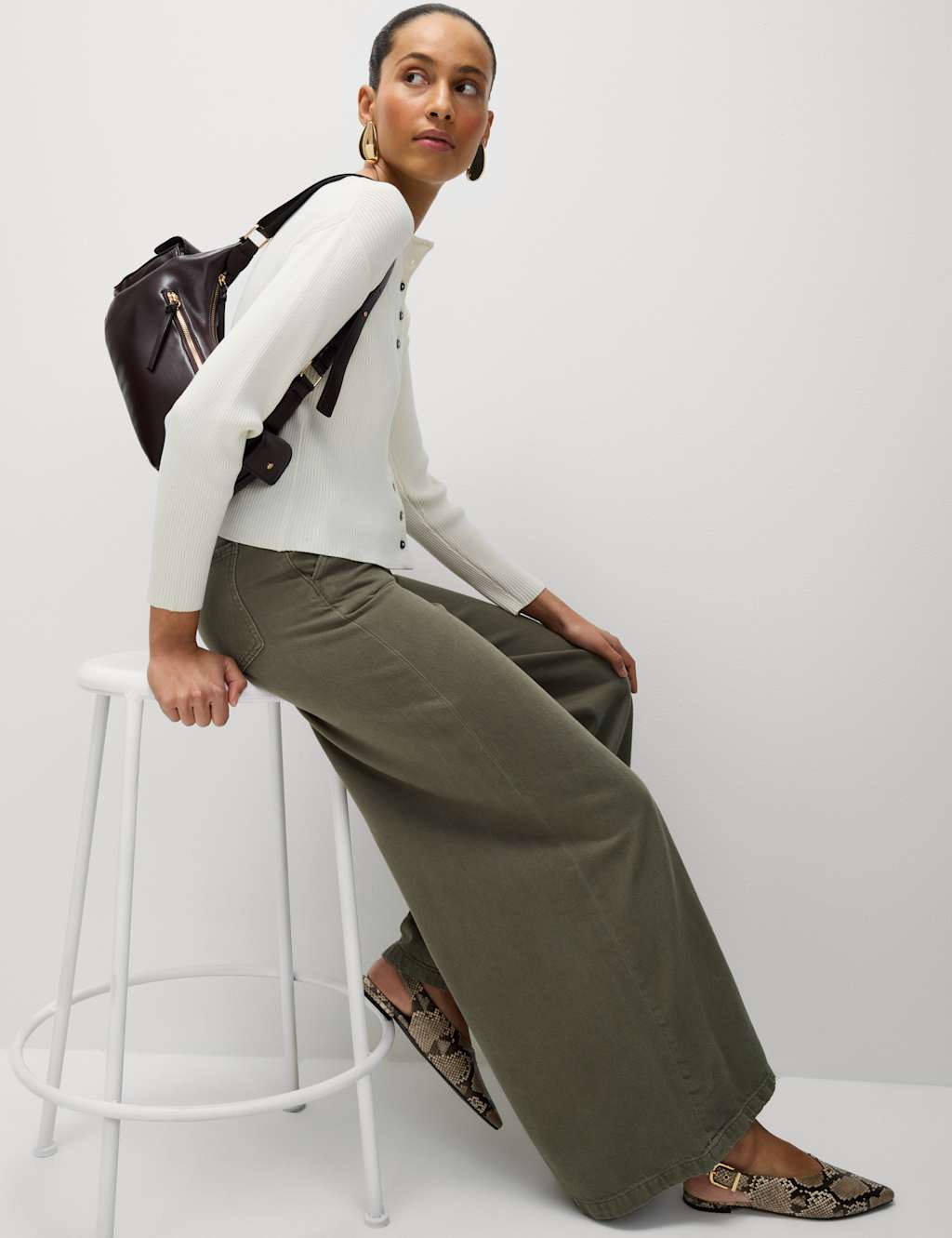 Cotton Rich Palazzo Trousers 3 of 6