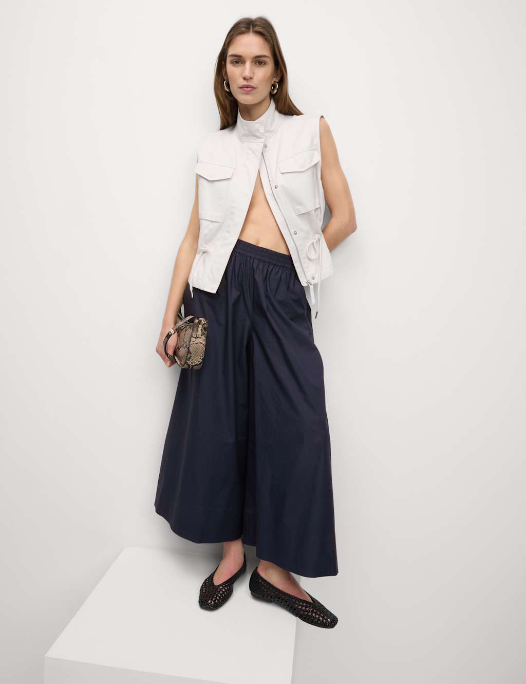 Pure Cotton Palazzo Cropped Trousers 1 of 5