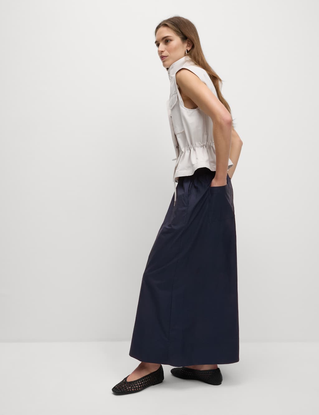 Pure Cotton Palazzo Cropped Trousers 3 of 5