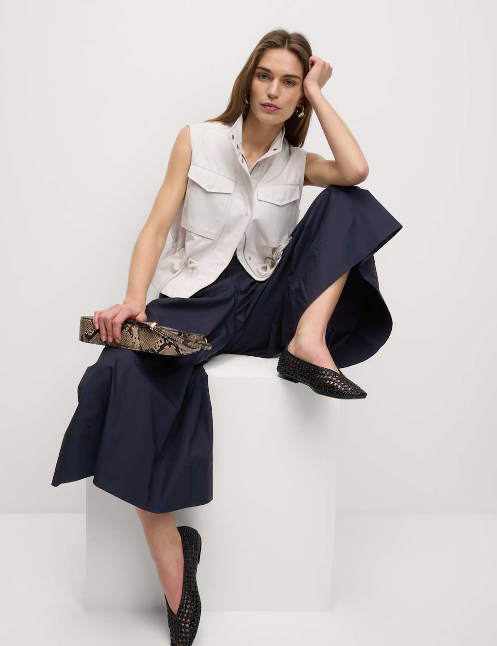 Pure Cotton Palazzo Cropped Trousers 5 of 5