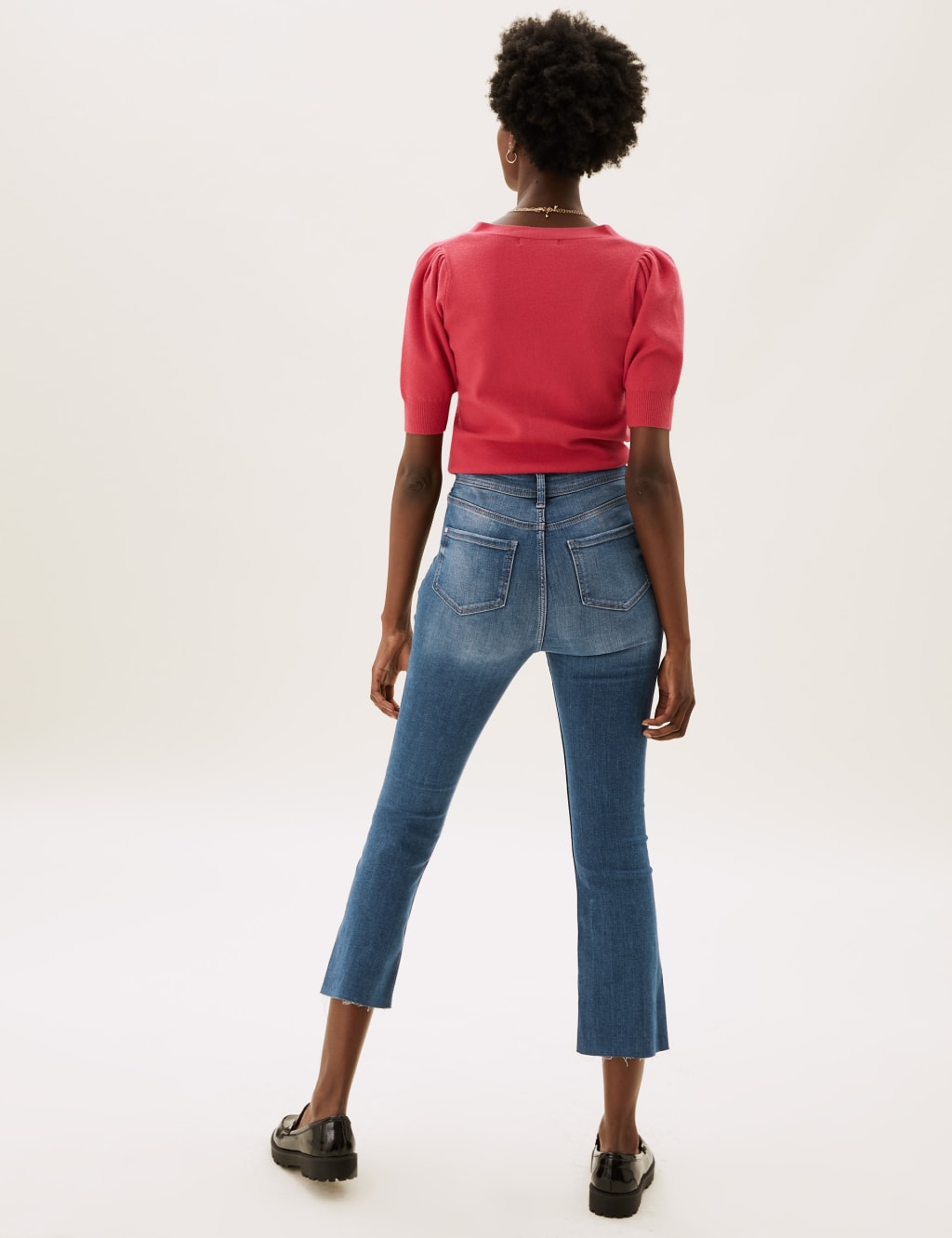 High Waisted Flare Cropped Jeans 3 of 6