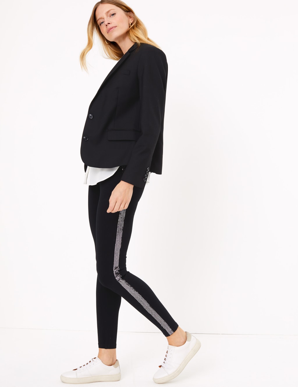 Sequin Side Stripe Ankle Grazer Leggings M S Collection M S