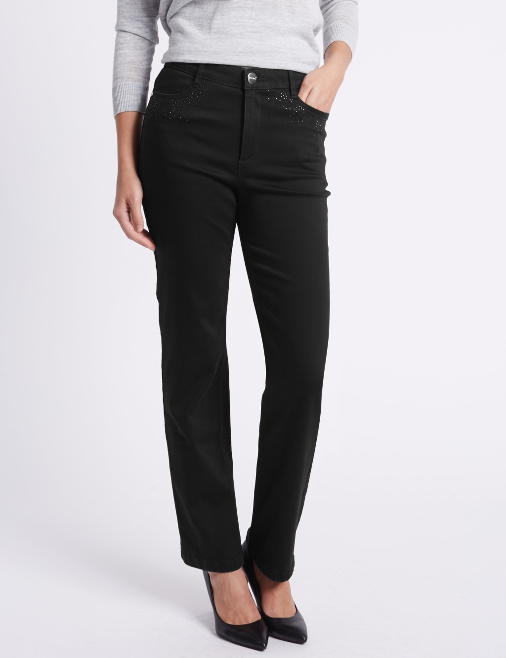 Embellished Roma Rise Straight Leg Jeans 3 of 6
