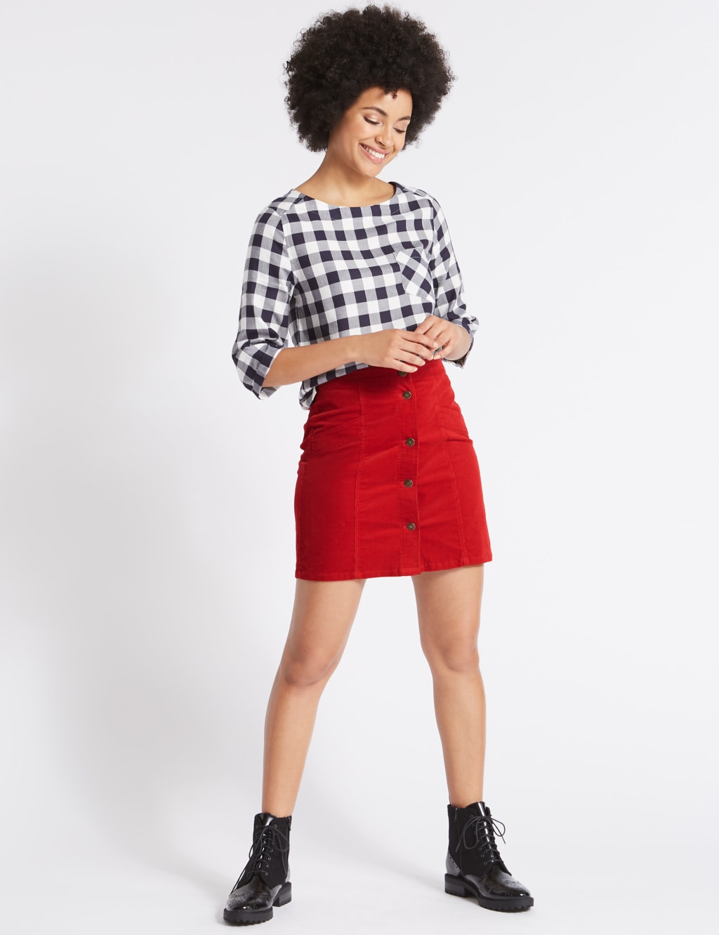 Cotton Rich Cord A Line Mini Skirt M S Collection M S