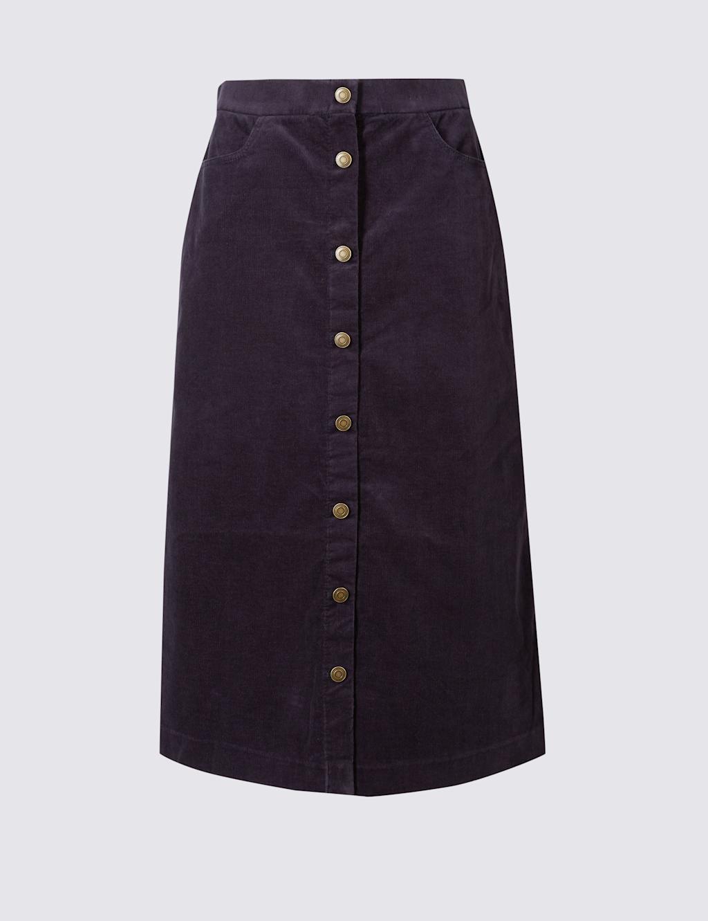 Cotton Rich A-Line Midi Skirt 1 of 2