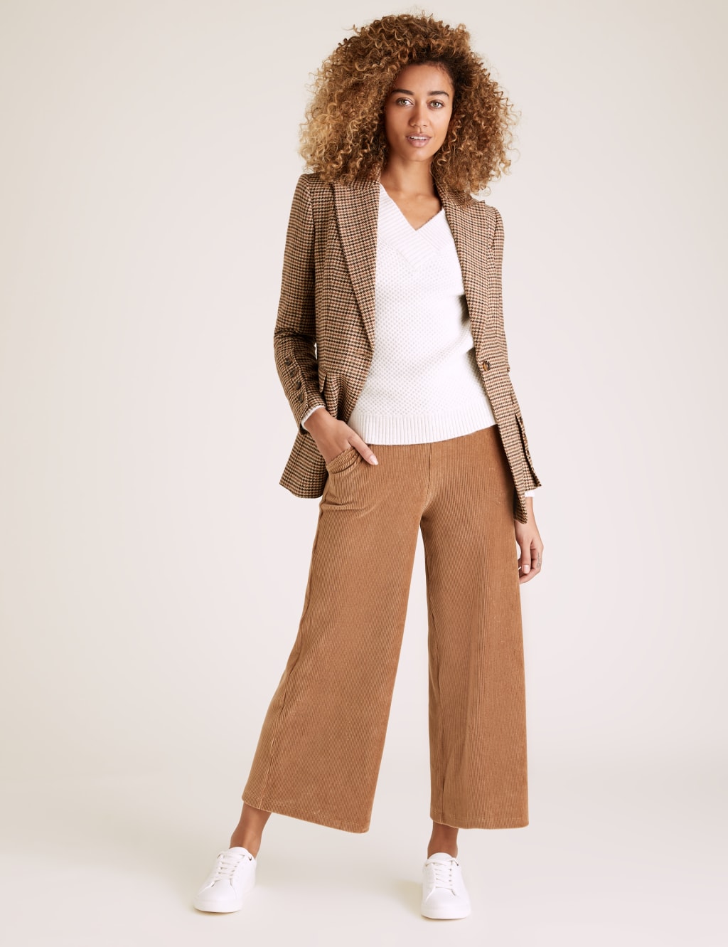 Jersey Corduroy Wide Leg Trousers 1 of 6