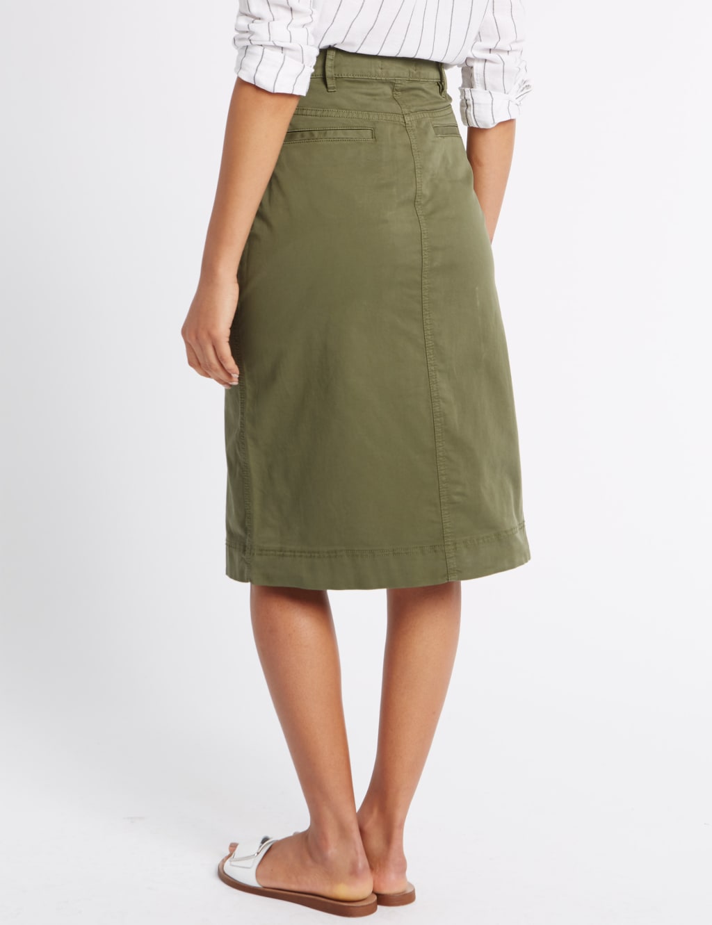 Sateen Pocket Detail Midi Skirt M S Collection M S
