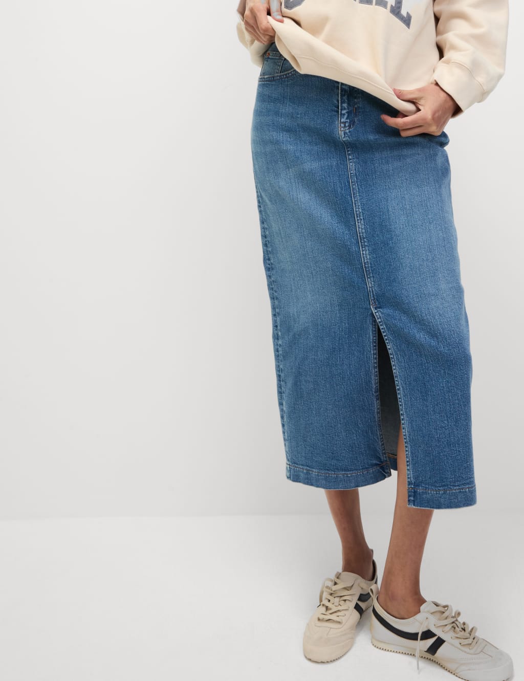 Denim Midi Skirt 3 of 5