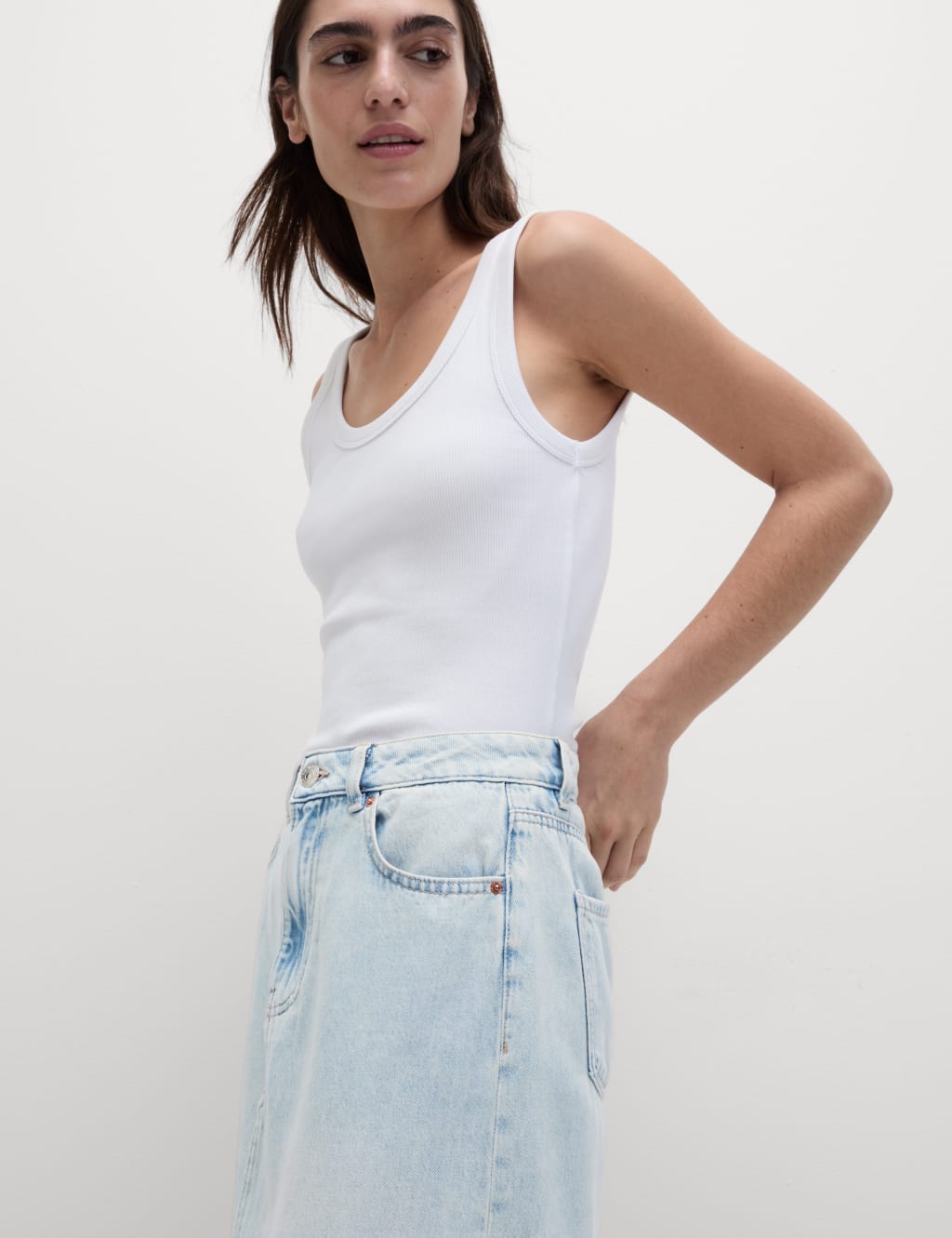 Denim Split Front Maxi Skirt 3 of 6