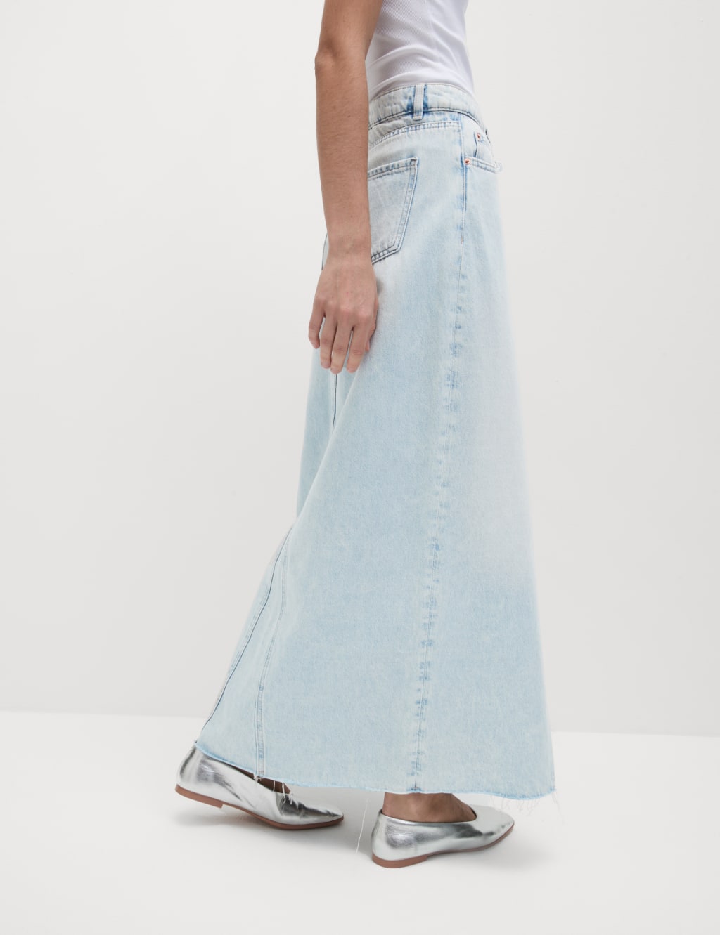 Denim Split Front Maxi Skirt 4 of 6