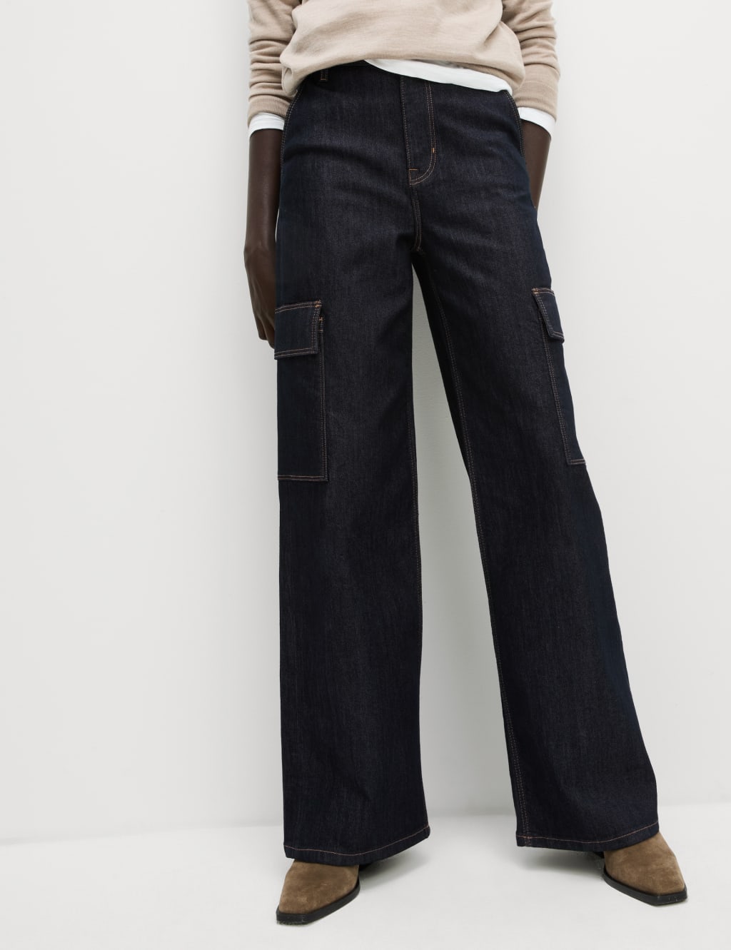 High Waisted Wide Leg Cargo Jeans 4 of 6