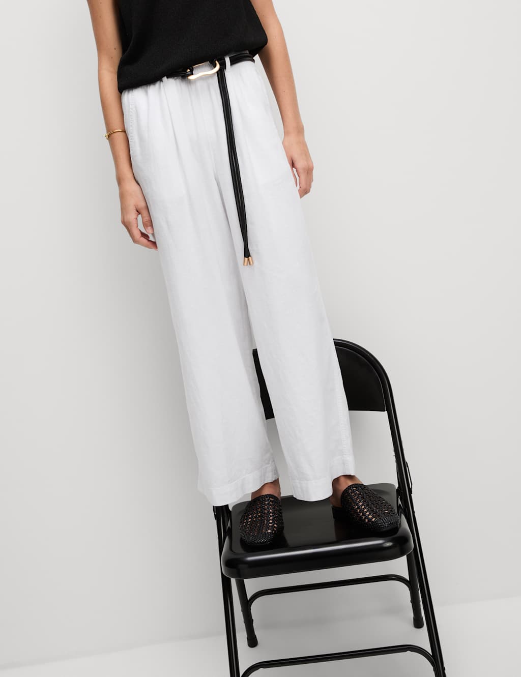 Linen Rich Wide Leg Cropped Trousers 5 of 5