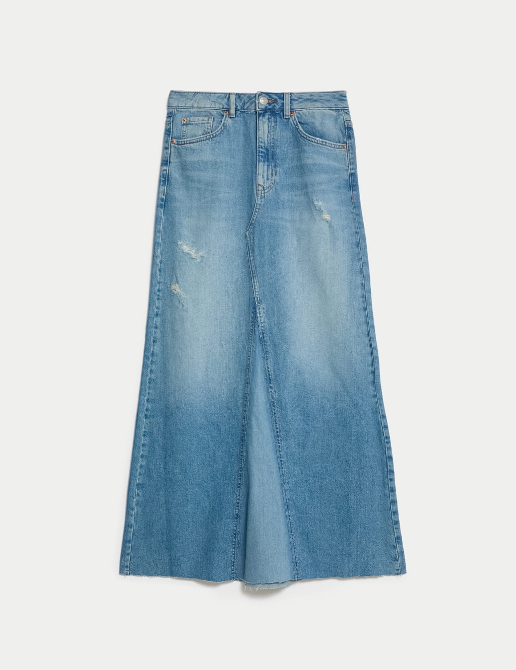 Pure Cotton Denim Maxi A Line Skirt