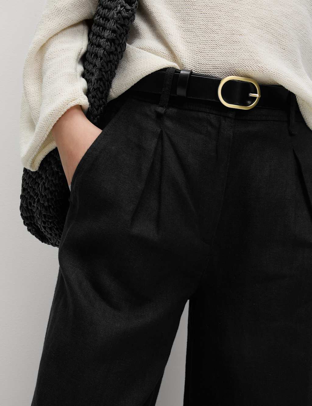 M&s linen blend peg leg trousers store