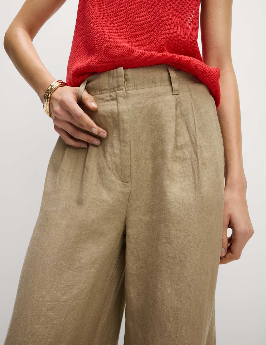 Pure Linen Wide Leg Trousers M S