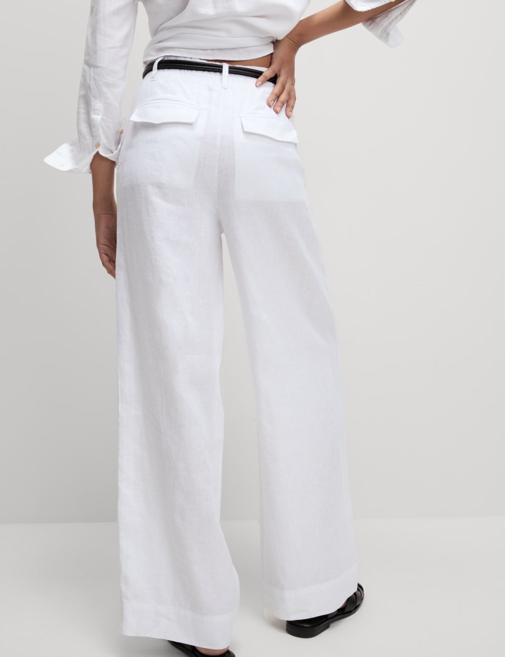 Pure Linen Wide Leg Trousers 4 of 6
