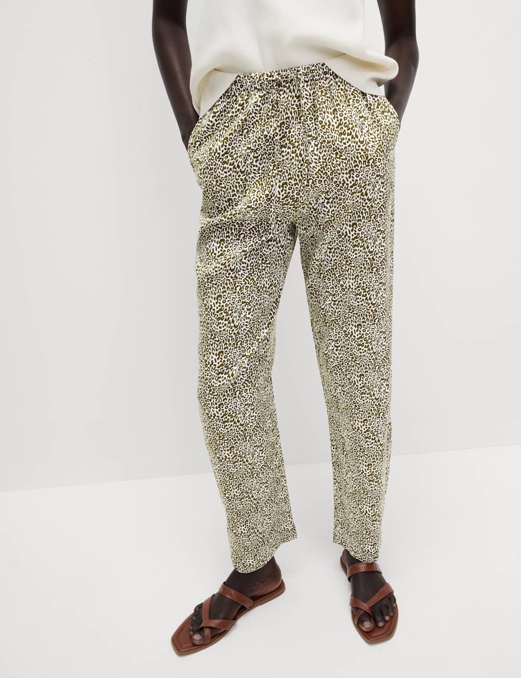 Pure Twill Printed High Waisted Tapered Trousers 4 of 6