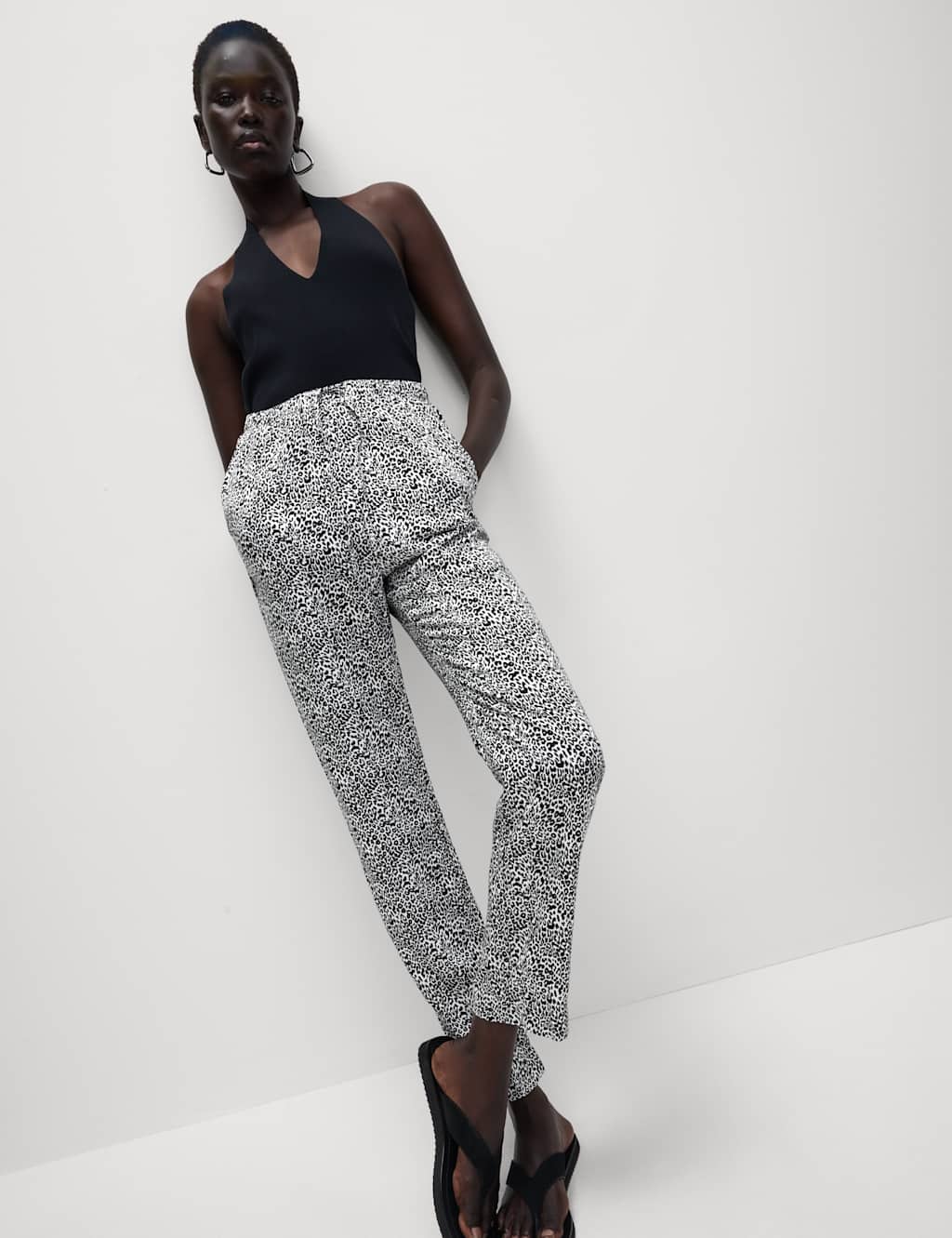 Pure Twill Printed High Waisted Tapered Trousers 5 of 6