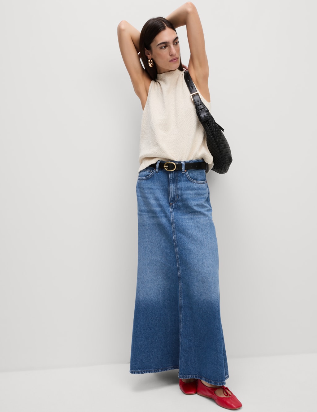 Denim Maxi A-Line Skirt 3 of 5