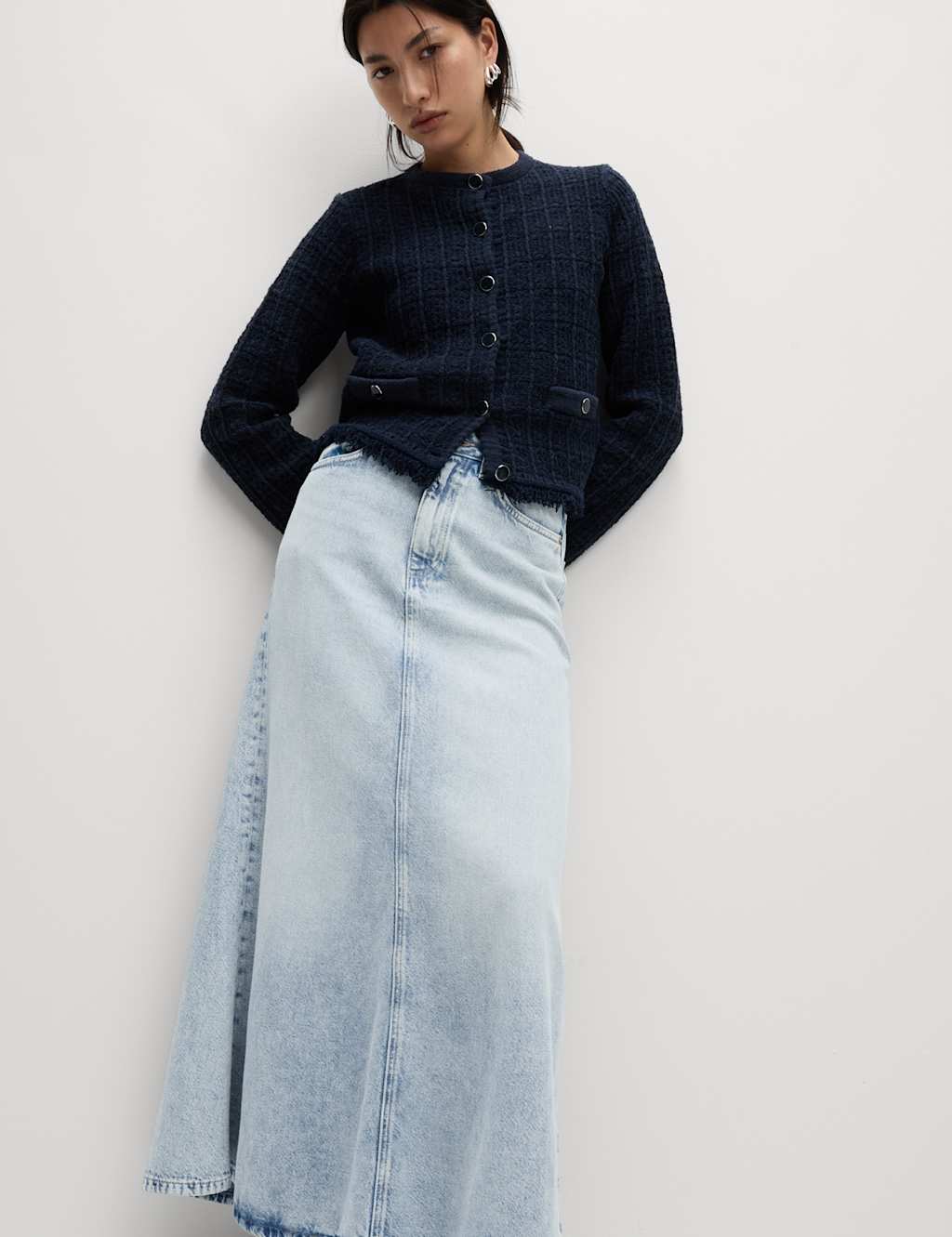 Denim Maxi A-Line Skirt 3 of 6