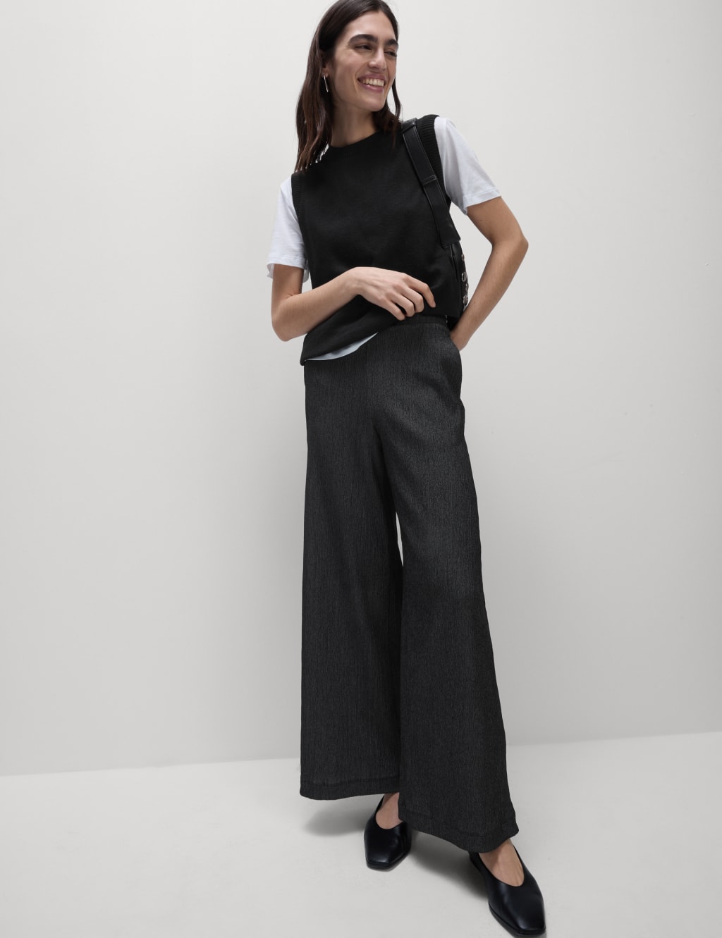 Textured Wide Leg Trousers 1 of 5