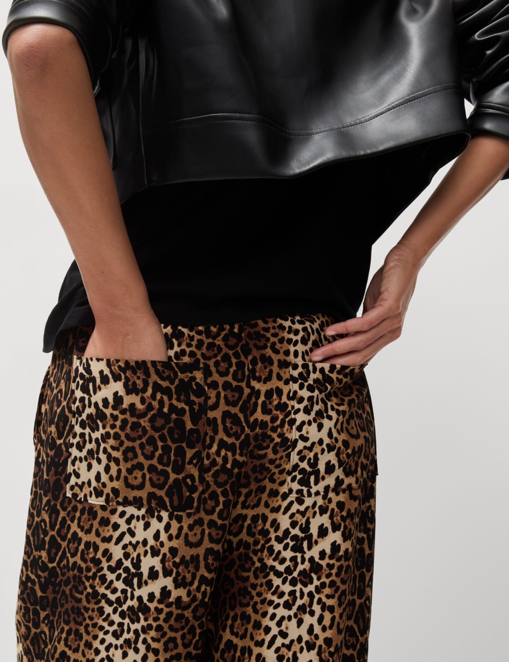 Animal Print Drawstring Wide Leg Trousers 7 of 7