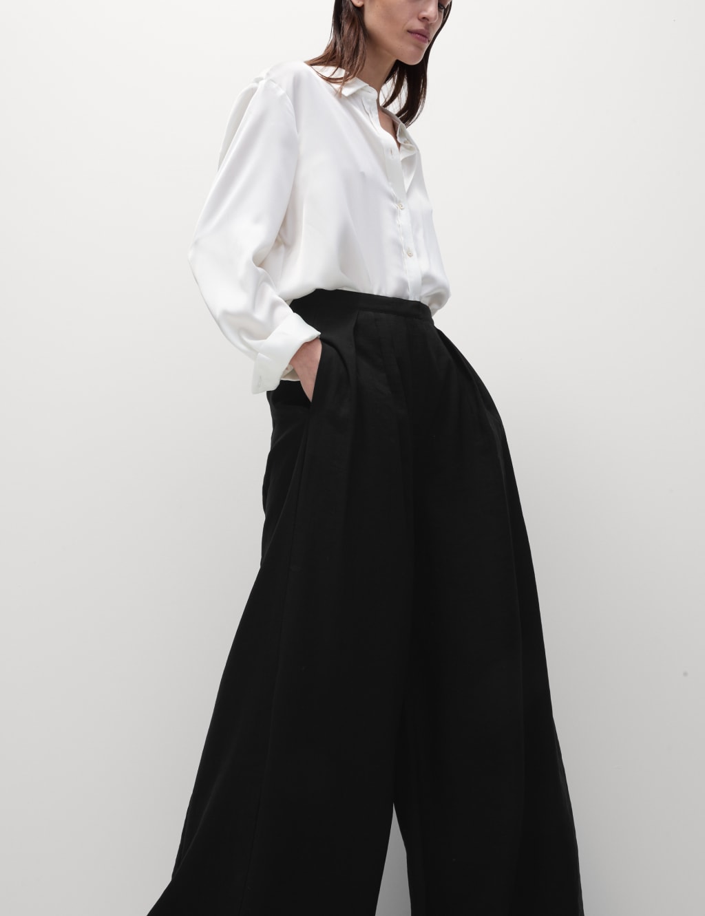 Pleated wide leg trousers cheap
