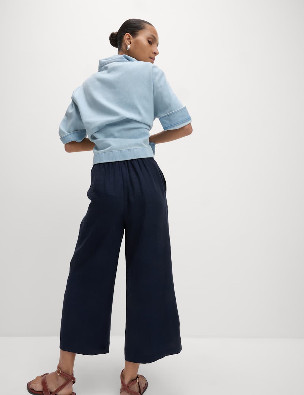 Lyocell Rich Wide Leg Cropped Trousers 6 of 6
