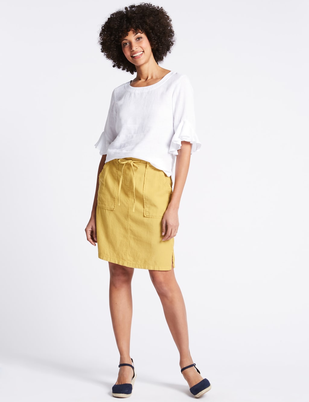 Linen Rich Elasticated Waist Mini Skirt M S Collection M S