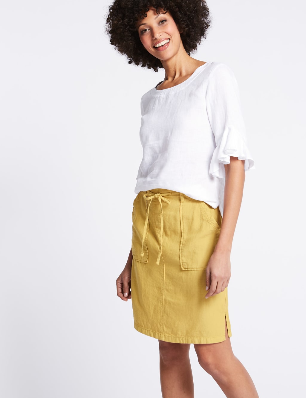 Linen Rich Elasticated Waist Mini Skirt 3 of 5
