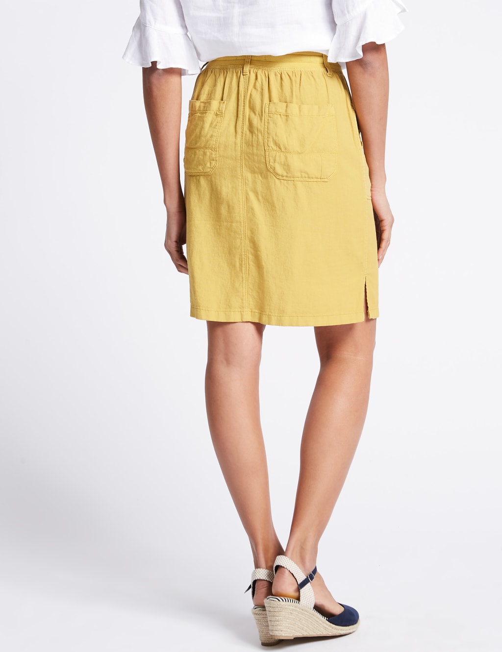 Linen Rich Elasticated Waist Mini Skirt 4 of 5