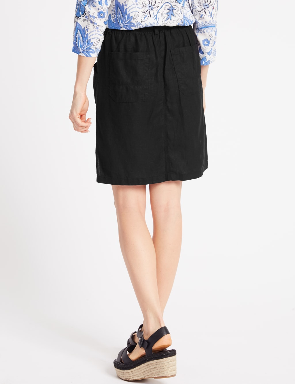 Linen Rich Elasticated Waist Mini Skirt 4 of 5
