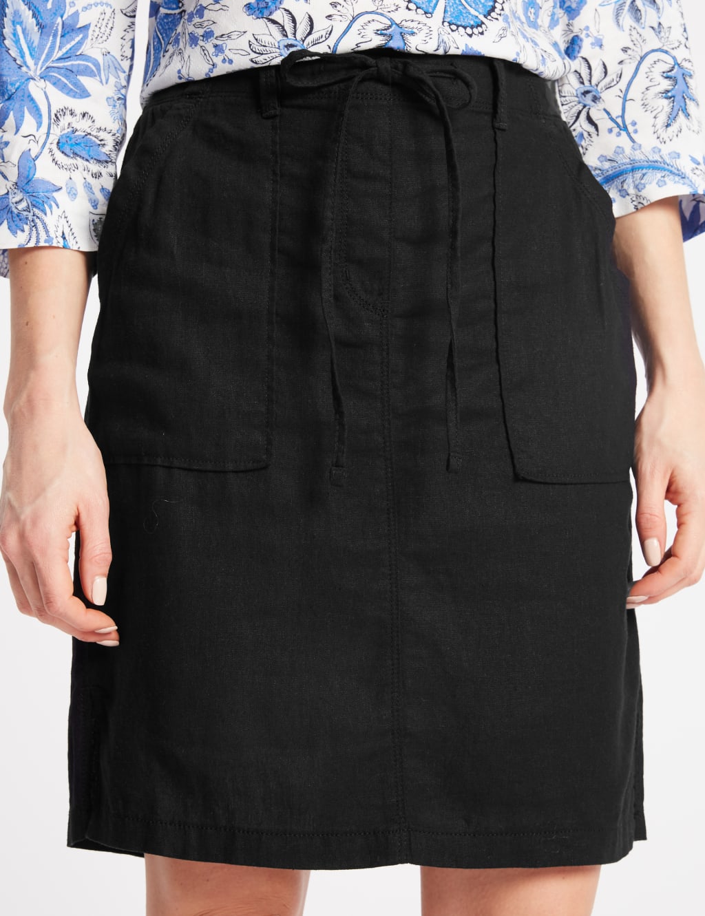 Linen Rich Elasticated Waist Mini Skirt 5 of 5