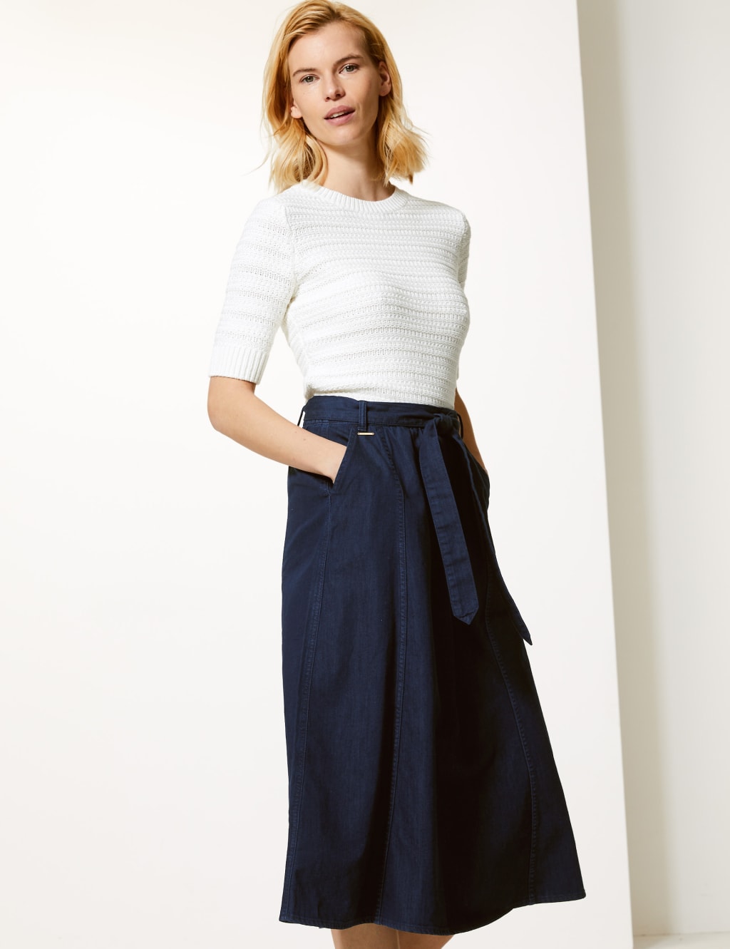 Denim Midi Skirt 1 of 4