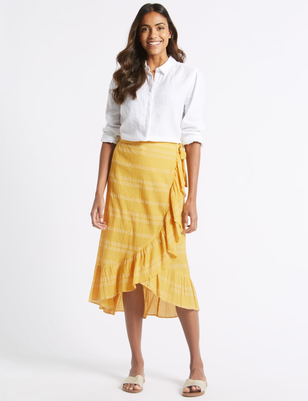 Yellow jacquard skirt outlet