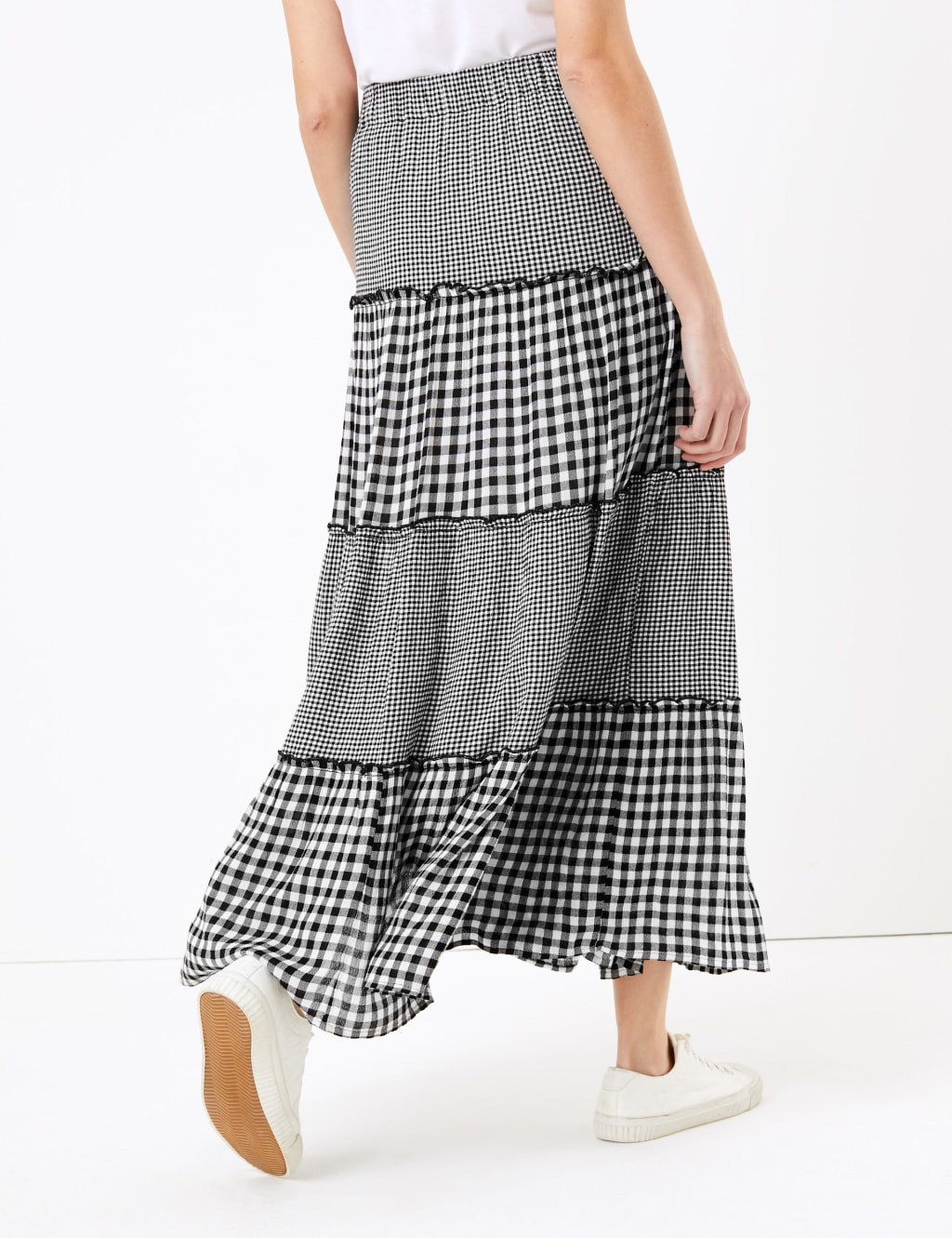 Gingham Tiered Maxi Skater Skirt 3 of 5