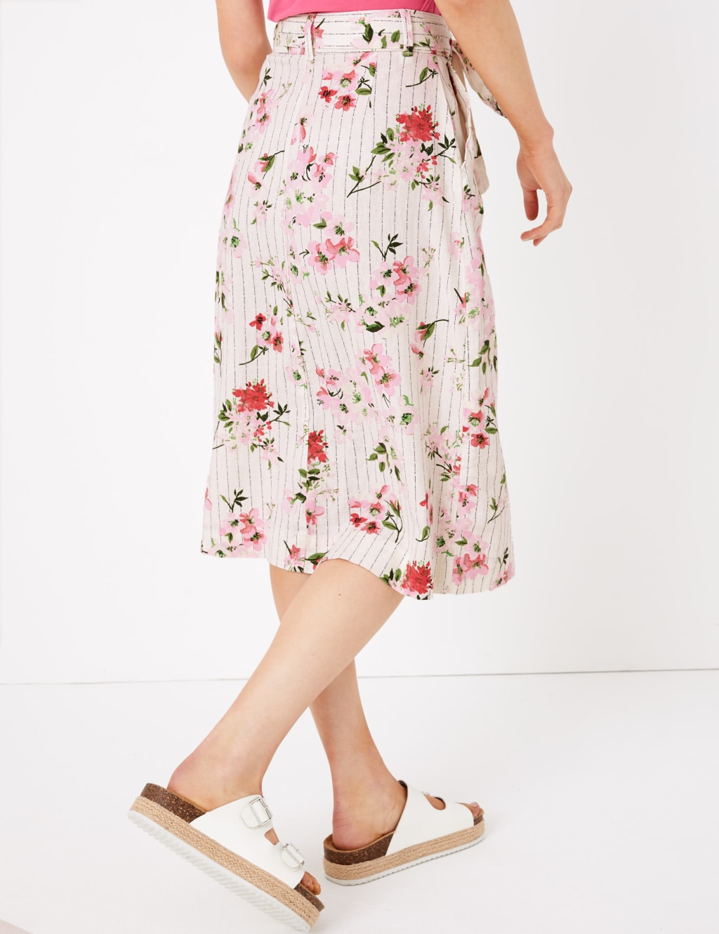 Linen Floral A-Line Skirt 3 of 4