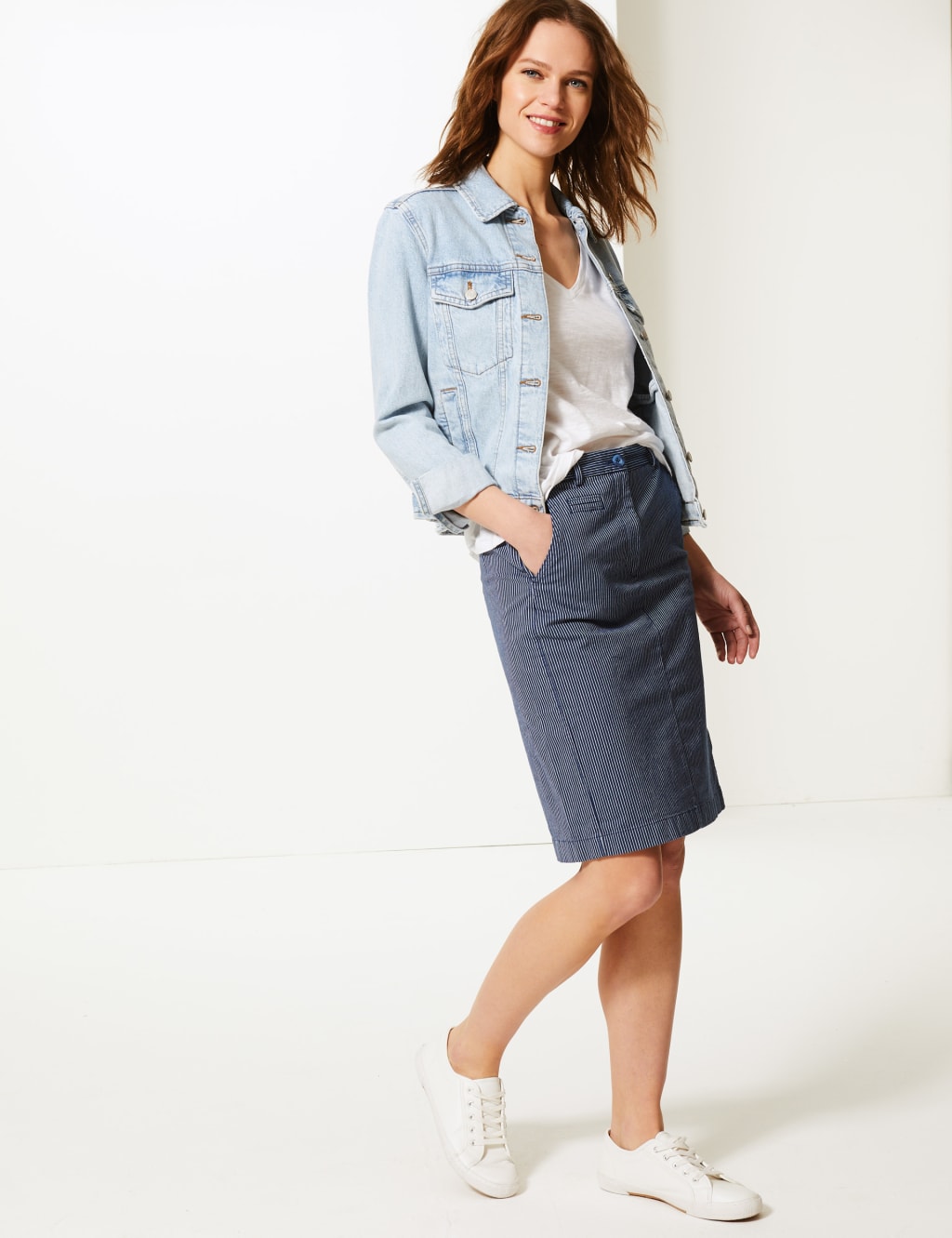 Striped a line skirt cheap