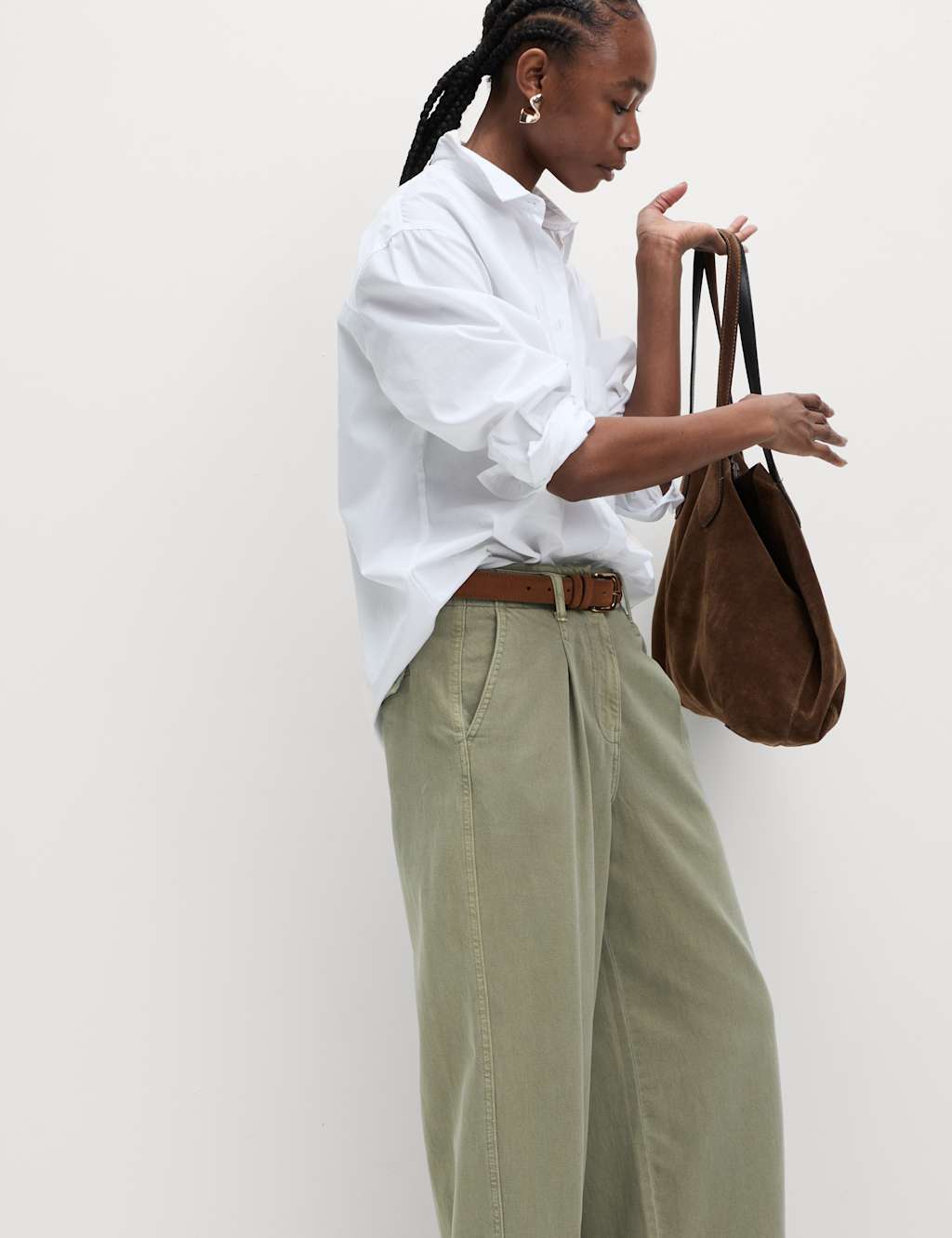 Cotton Rich Slouchy Wide Leg Trousers 5 of 7