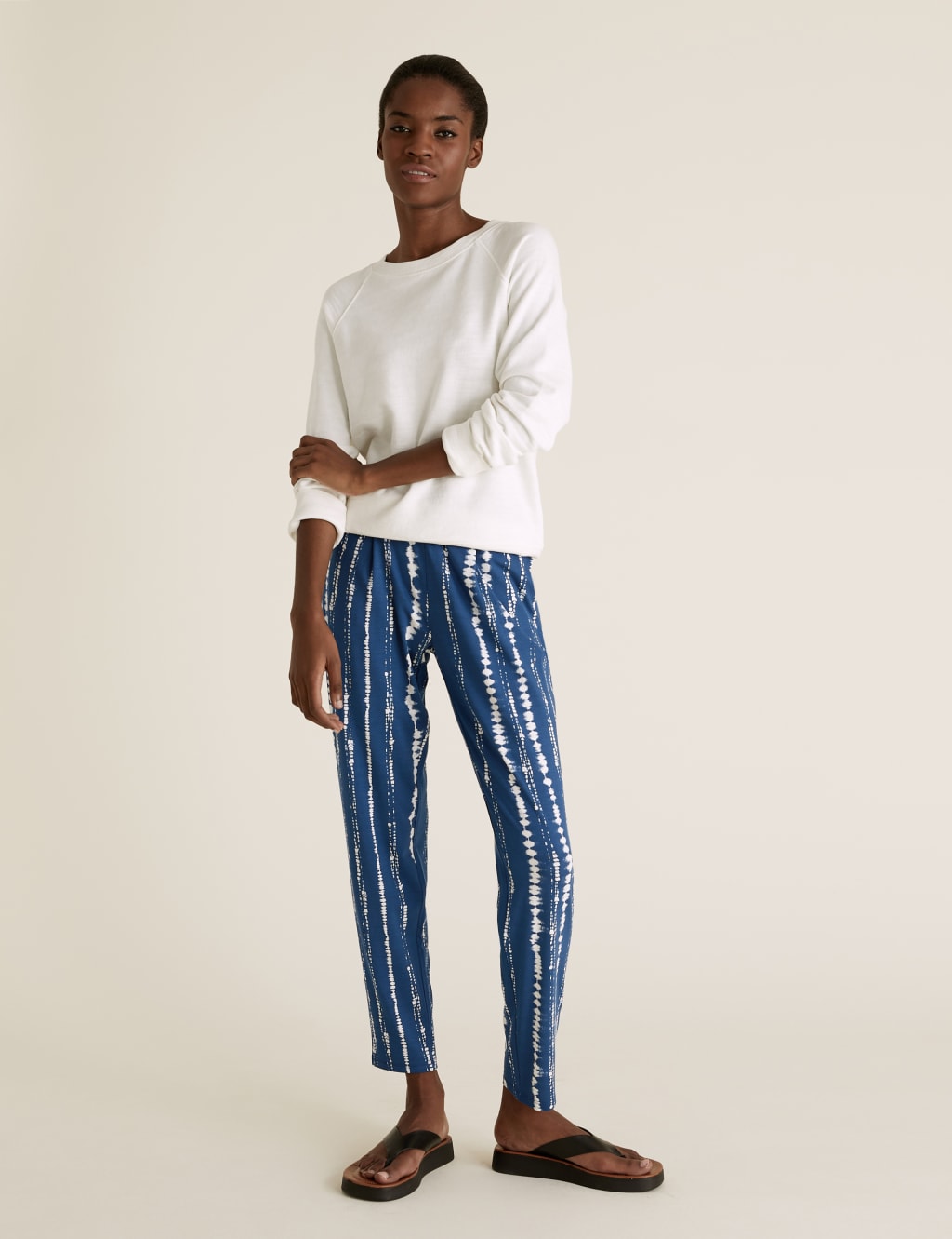 Jersey Tie Dye Tapered Ankle Grazer Trousers 1 of 6