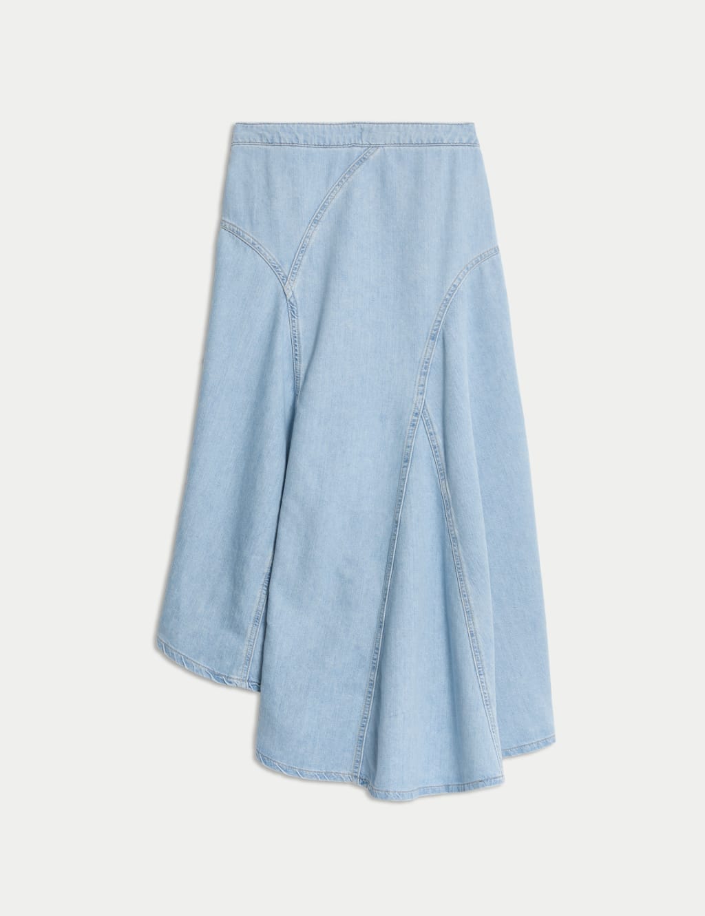 Denim High Waisted Maxi Asymmetric Skirt 2 of 5