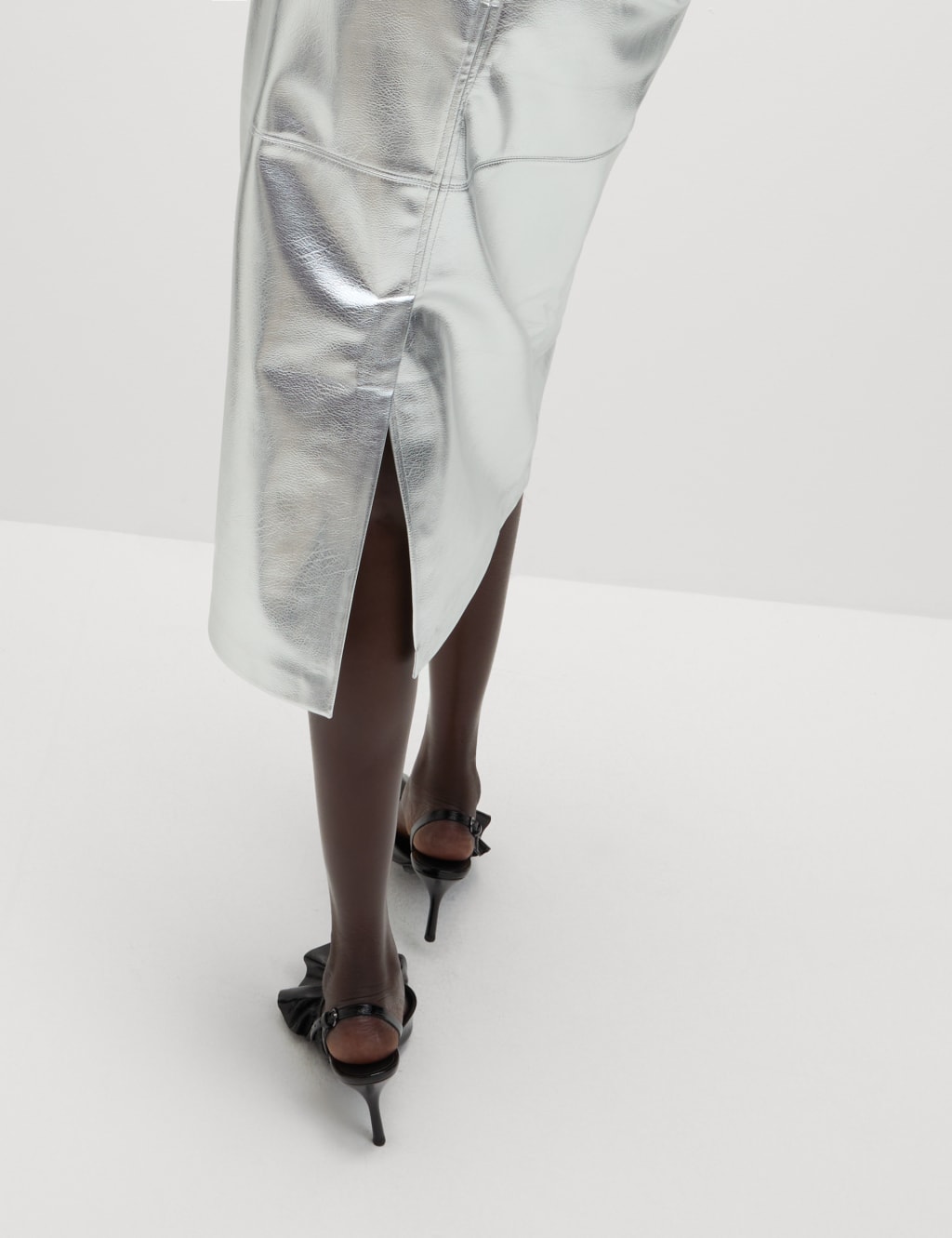 M&s silver leather skirt hot sale