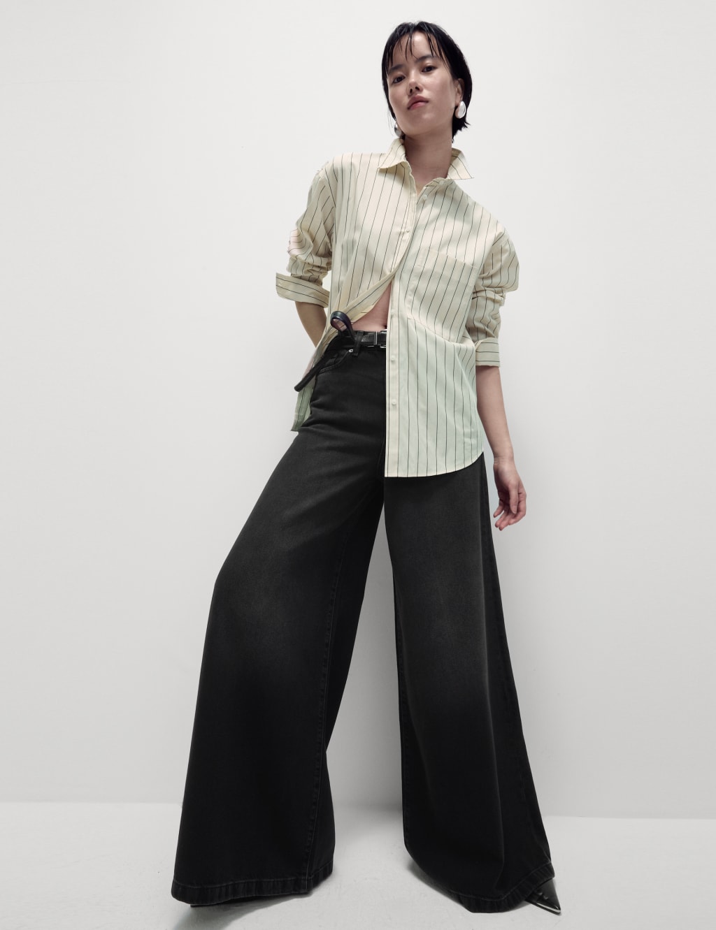 Denim wide leg palazzo pants clearance