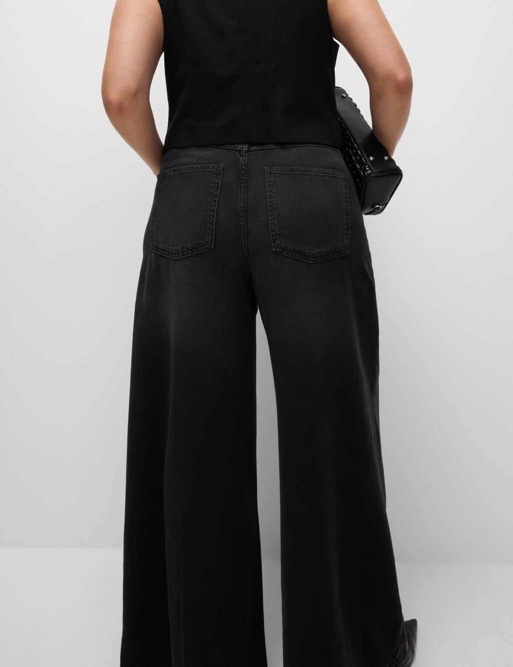 Lyocell Blend Wide Palazzo Leg Jeans M S Collection M S