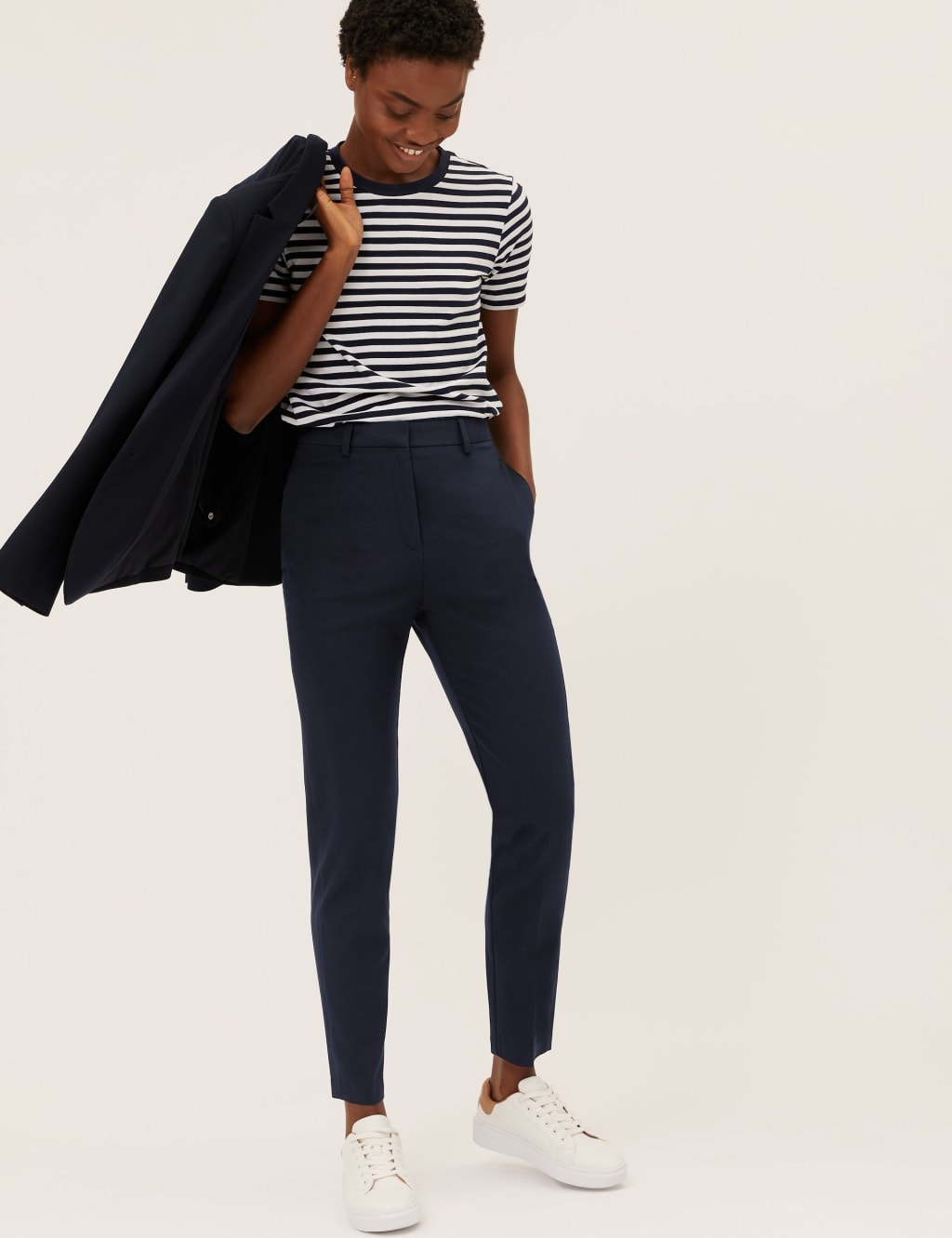 Slim Fit Ankle Grazer Trousers with Stretch 4 of 4